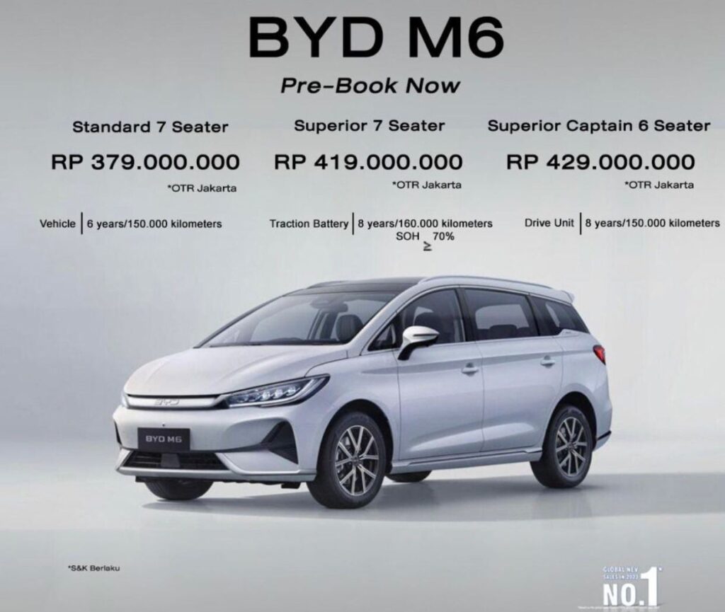 BYD M6 Pricelist and warranty
